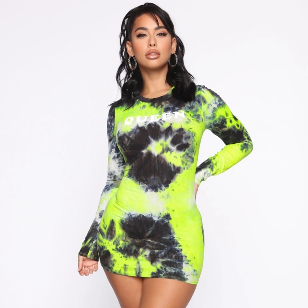 Long Sleeve Tie Dye Dress